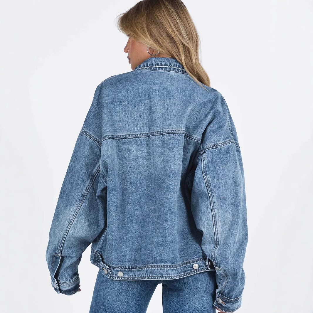 着回し抜群 立体バッグデザイン レトロクラシック ゆったり デニムジャケット - 画像 (3)